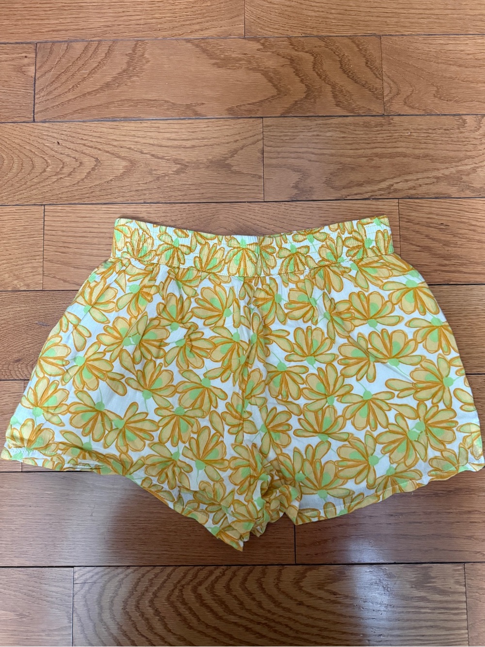 Zara White Shorts with Yellow & Light Green Floral Print
